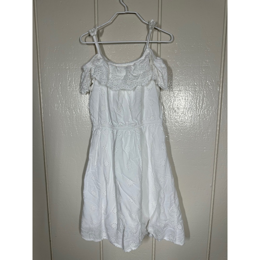 H&M Dress Girls 5-6Y White Eyelet Ruffle Off Shoulder Summer Casual Boho - Picture 7 of 7